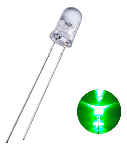 Led Verde 5mm Alto Brillo Alta Luminosidad Arduino Hobby