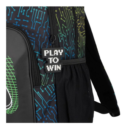 Mochila Xtrem Hopper Negra Gamer Urbana Escolar Reforzada Color Negro Diseño De La Tela Liso