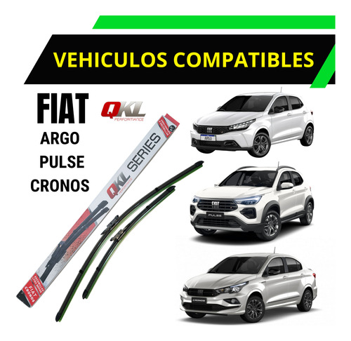 Escobillas Limpiaparabrisas Argo Cronos Fiat Pulse Kit X 2u Negro