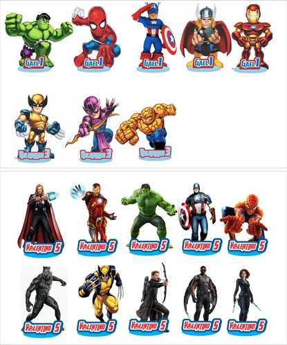 Centro De Mesa Avengers Hulk Ironman Tort Capitan De30 Cms