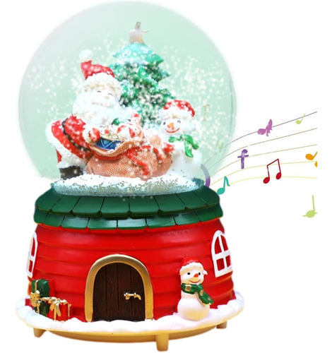 Caja De Música Navideña - Bolas De Cristal De Santa Claus