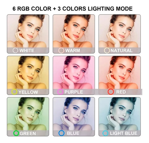 Aro De Luz Led Rgb 36 Cm 14 PuLG Colores Con Soporte Celular