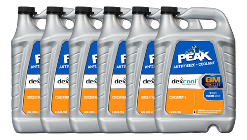 6 Anticongelantes Peak Oet Gm Dex-cool 50% Naranja 3.78l