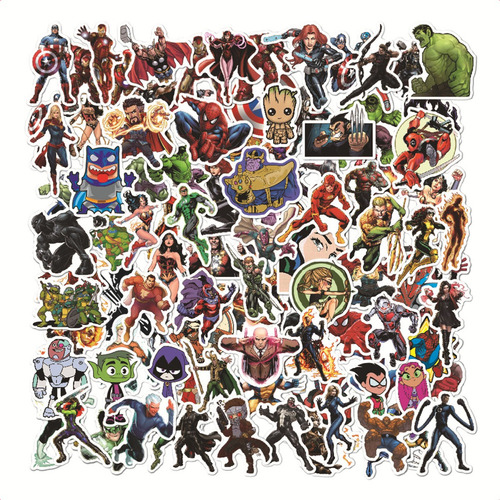 100 Pcs Stickers Superhéroes Marvel  Pegatinas Impermeables