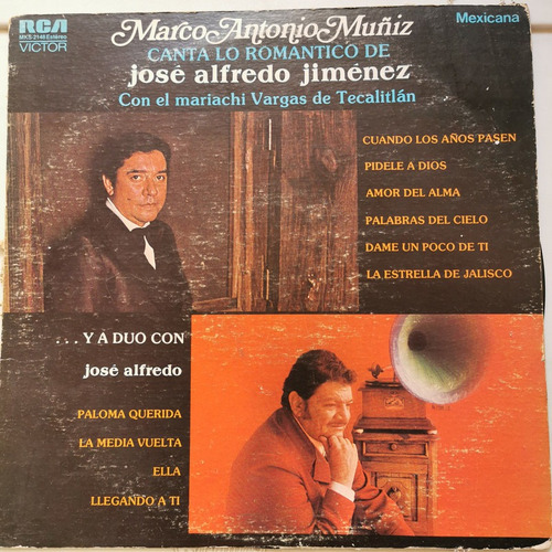 Disco Lp:marco Antonio Muñiz- Canta A Jose Alfredo.m