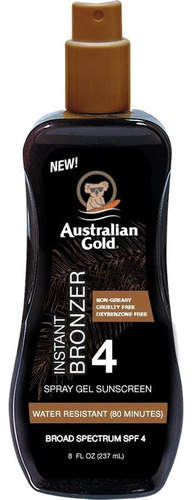 Australian Gold Sunscreen Instant Bronzer Spf 4 Gel 237ml