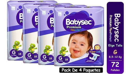 Pañal Babysec Premium Tallas P M G Xg Xxg X4 Pack