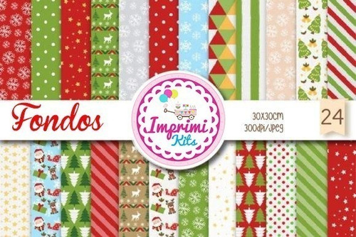 Kit Fondos Navidad Papeles Digitales Navideños #n112