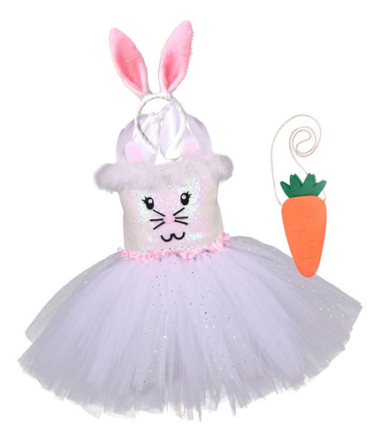 Vestido Tutú De De Pascua Para Niña, Aro Para El Pelo Con