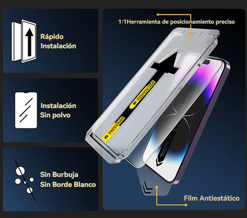 USDILU Mica Cristal Templado Para iPhone 16 Pro 6.3 Pulgadas 1 Pcs Protector Pantalla Hd Fácil Instalación Sin Burbujas Cobertura Total Compatible Con Estuches
