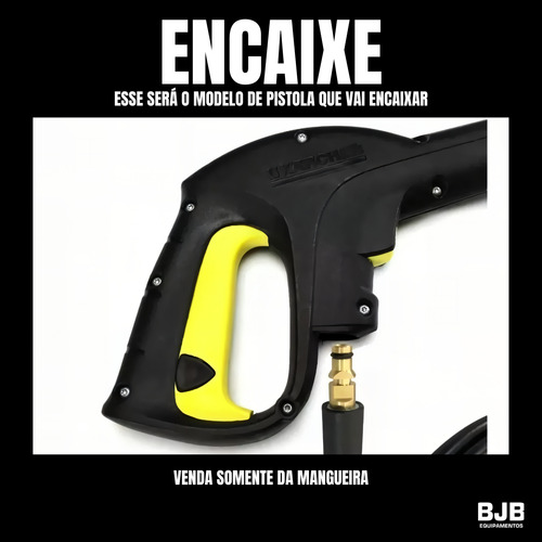 Mangueira Lavadora Alta Pressão Para Karcher K1 K2 K3 K4 K5, 10 Metros , Encaixe Achatado, Resistente E Com Trama Em Nylon - Bjb Equipamentos