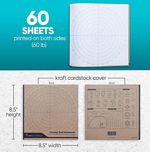 Koala Tools - Cuaderno De Bocetos De Cuadrícula Circular Con