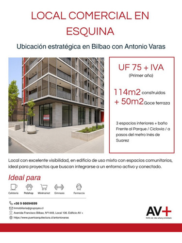 Local Comercial En Esquina Bilbao Con Antonio Varas