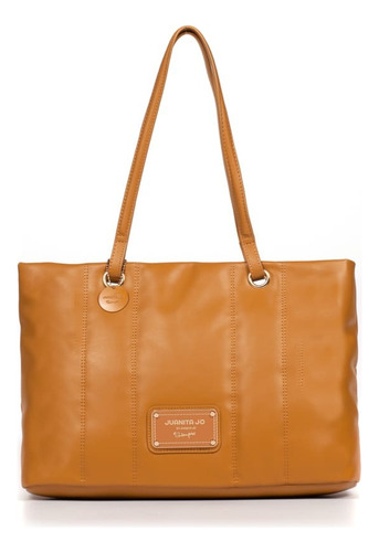 Cartera Tote Bolso Grande Kriss De Mujer Oficina Juanita Jo Color Camel Diseño De La Tela Lisa