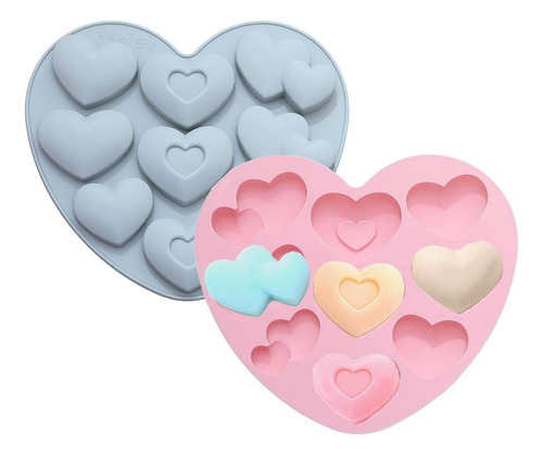Molde Silicona 9 Cavidades Corazones - Repostería Chocolates Sorpresa