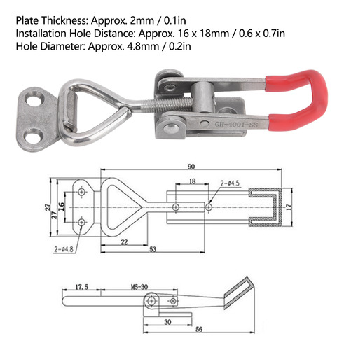 Clip De Abrazadera De Palanca De Acero Inoxidable 304, 2 Uds