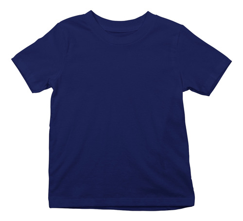 Playera Cuello Redondo Lisa Para Niño Azul Marino Algodón