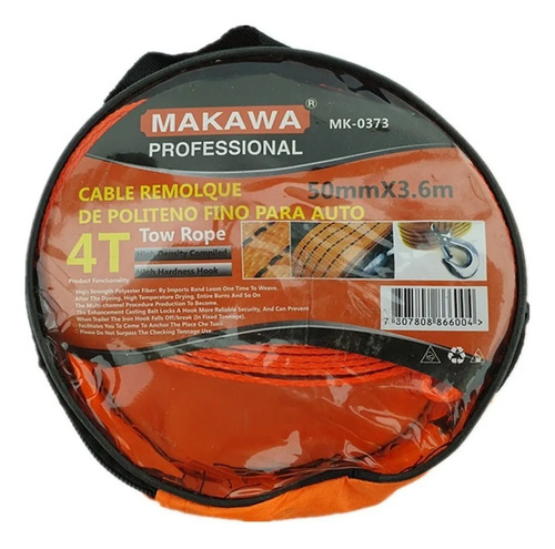 Cable Remolque Para Auto 4 Toneladas 50mm X 3.6m Makawa