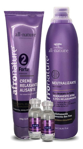  All Nature Kit amônia relaxante nº2 afro nature + 2 cistina all nature en ampola de 250g