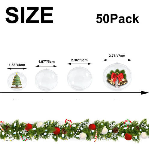 50 Pcs Adornos Rellenos De Plástico Transparente, Bola De Ar