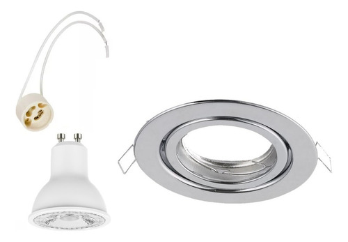 Foco Aro Móvil + Soquete Gu10 + Ampolleta Led Gu10 Pack X6