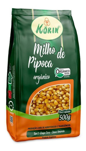 Milho De Pipoca Korin Orgânico Pacote 500g