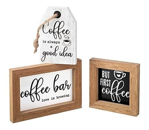 3 Piezas Mini Coffee Bar Sign Farmhouse Coffee Letrero