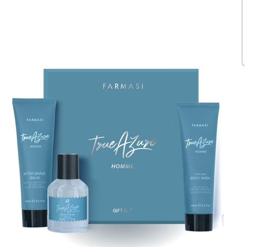 Set Perfum/body Wash/after Shav True Azure Farmasi Caballero