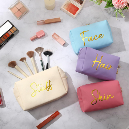 Aliceset Juego De 4 Bolsas De Maquillaje Preppy Lindas Bolsa