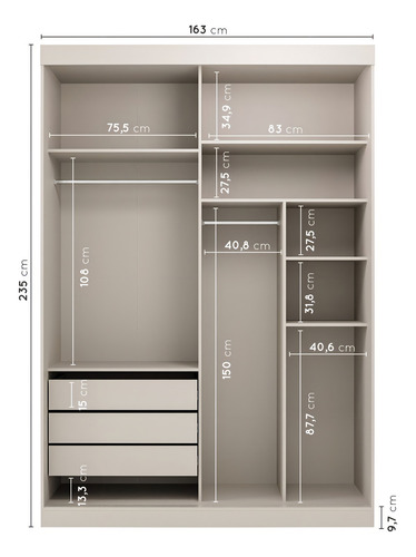 Guarda Roupa Infantil 2 Portas 1 Porta Com Espelho Wt