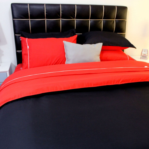 Imagen 3 de 5 de Duvet Doble Lisboa Doble Faz Negro - Rojo