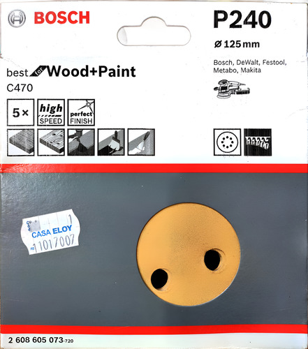 05 Discos De Lixa Com Velcro P240 125mm Bosch Roto-orbital