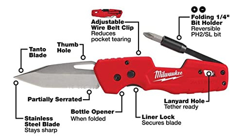 Milwaukee Fastback Cuchillo Utilitario Plegable Con Hoja Mul