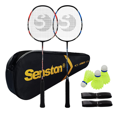 Senston Juego De 2 Raquetas De Badminton Con Eje De Grafito,