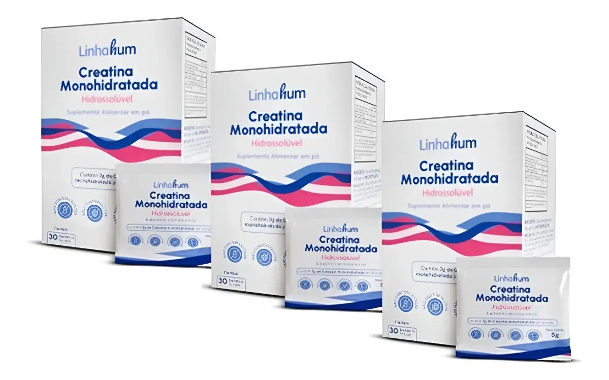 Kit 3u Creatina Monohidratada Maltodextrina Solúvel Linhahum Neutro