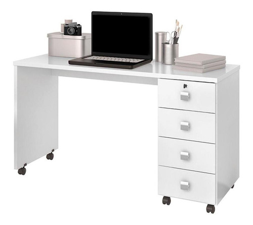 Mesa Escrivaninha Office 4 Gavetas Branco Lukaliam Dubai