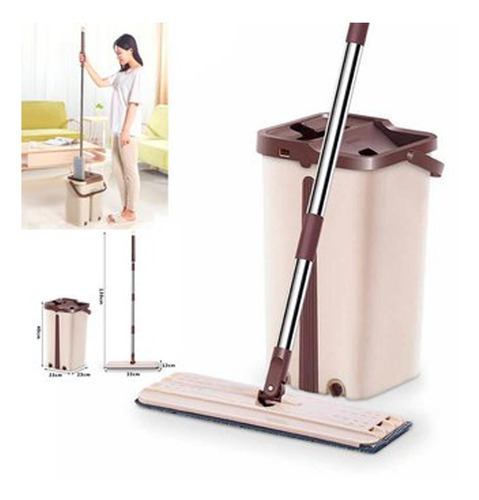 Trapeador Plano Escurridor Balde + 2mopas De Microfibra