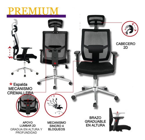 Silla Presidente Nairobi Slider-base Cromo, Apoyo Lumbar 