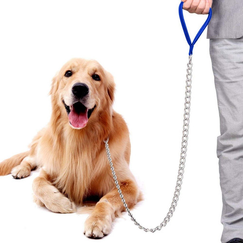 Correa Perros Cadena 120cm, 4.0mm Gancho Blindado Mango Soft