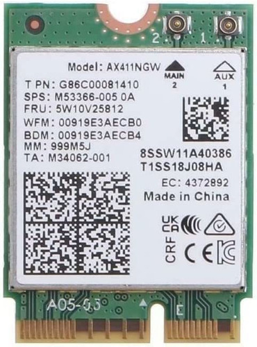 Placa De Red Ax411 Wifi 6e 802.11ax 2.4gbps Bluetooth 5.3