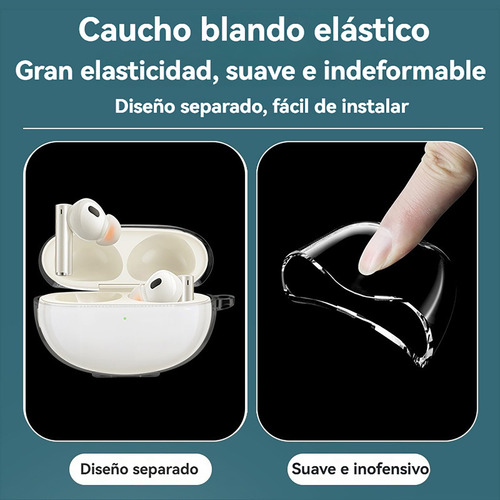 USDILU Funda Case Para Honor Earbuds X7i Color Transparente Cover Uso Rudo Tpu Protector Carcasa Espesamiento