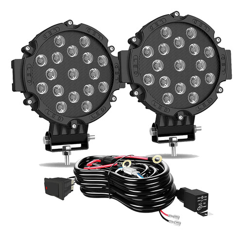 Turbo Sii Luces Led De 7 Pulgadas, Color Negro, Redondas, 51