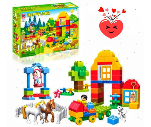 Set De Bloques Happy Farm Incluye Animalitos