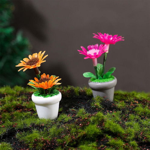 4x Mini Adorno De Planta En Maceta Flores De Casa De