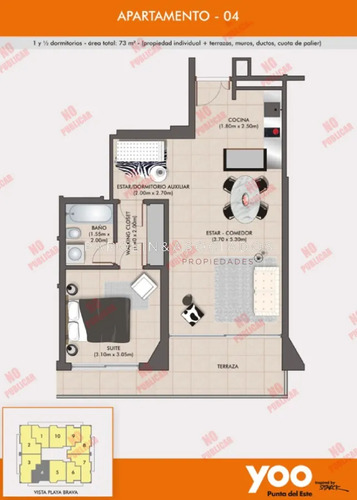 Apartamento En Venta De 1 Dormitorio Y Medio En Edificio Yoo, Punta Del Este.