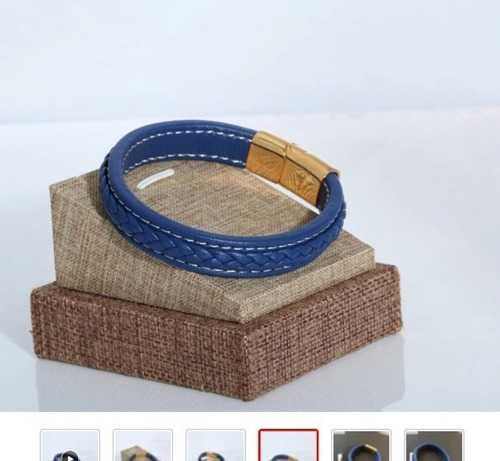 Pulseira Masculina Trançada Couro E Aço Inoxidável