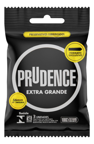 Preservativo Lubrificado Extra Grande Prudence Pacote 3 Unidades