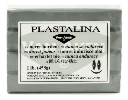 Van Aken Plastalina - Arcilla Modeladora Color Gris, 1 Libra