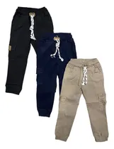 Comprar Pack De 3 Jogger De Niño Gabardina Con Bolsa De Cargo