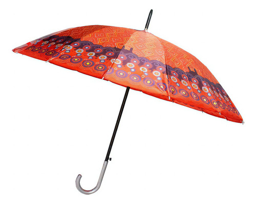 Paraguas Sombrilla Clásica Semiautomática Plegable De Bastón Color Naranja
